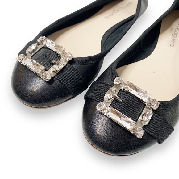 Anna Baiguera Annette Flex Ballerina Donna Black Crystal Buckle Shoe Women’s 40 - Picture 4 of 8
